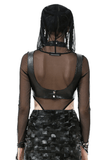 Black Mesh Bodysuit with Long Sleeves and Attached Hood