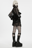 Black Mesh Kimono with Glossy Waist Corset for Women