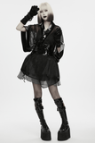 Black Mesh Kimono with Glossy Waist Corset for Women