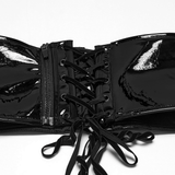 Black Mesh Kimono with Glossy Waist Corset for Women