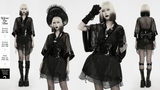 Black Mesh Kimono with Glossy Waist Corset for Women