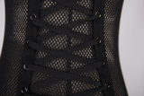 Gothic-Damen-Oberteil aus schwarzem Mesh mit langen Ärmeln / transparente Damenoberteile mit Schnürung an den Seiten
