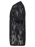 Black Mesh Punk T-shirt with Tattered Shoulder Lacing