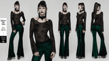 Black Mesh Top with Long Sleeves and Spider Web Pattern