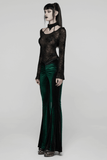 Black Mesh Top with Long Sleeves and Spider Web Pattern