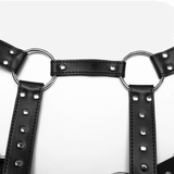 Black One-Shoulder Harness Adorned with Spikes and Studs