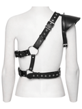 Black One-Shoulder Harness Adorned with Spikes and Studs