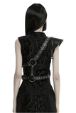 Black One-Shoulder Harness Adorned with Spikes and Studs