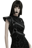 Black One-Shoulder Harness Adorned with Spikes and Studs