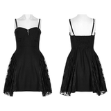 Black Party Dress with Gothic Lace Mesh Splicing Slip