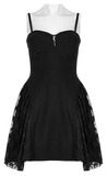 Black Party Dress with Gothic Lace Mesh Splicing Slip