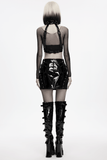 Black Patent Leather Techwear Buckled Mini Skirt