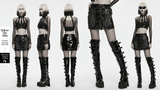 Black Patent Leather Techwear Buckled Mini Skirt