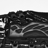 Black Patent Leather Techwear Buckled Mini Skirt