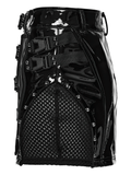 Black Patent Leather Techwear Buckled Mini Skirt