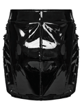 Black Patent Leather Techwear Buckled Mini Skirt