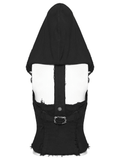 Black Punk Denim Vest with Hood and Frayed Edge
