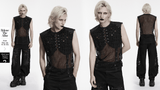 Black Punk Fishnet Waistcoat with Studded Edge Details