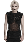 Black Punk Fishnet Waistcoat with Studded Edge Details