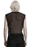 Black Punk Fishnet Waistcoat with Studded Edge Details