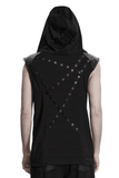 Black Punk Hooded Mesh Top with Skeleton Straps
