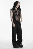 Black Punk Hooded Mesh Top with Skeleton Straps