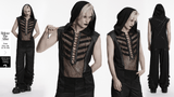 Black Punk Hooded Mesh Top with Skeleton Straps
