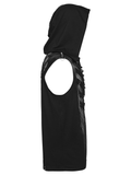 Black Punk Hooded Mesh Top with Skeleton Straps
