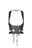 Black Punk-inspired Lace-Up PU Leather Corset