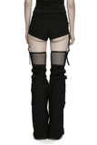 Black Punk Lace Up Shorts with Removable Flared Pants