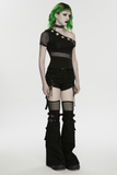 Black Punk Lace Up Shorts with Removable Flared Pants