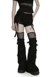 Black Punk Lace Up Shorts with Removable Flared Pants
