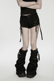 Black Punk Lace Up Shorts with Removable Flared Pants