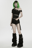 Black Punk Lace Up Shorts with Removable Flared Pants