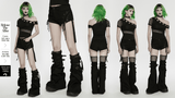 Black Punk Lace Up Shorts with Removable Flared Pants