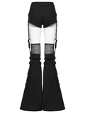 Black Punk Lace Up Shorts with Removable Flared Pants