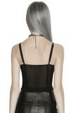 Black Punk Mesh Camisole Top with Faux Leather