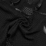 Black Punk Mesh Camisole Top with Faux Leather