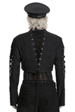 Black Punk Mesh Cropped Jacket with Buckle Straps