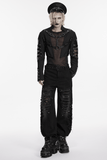 Black Punk Mesh Cropped Jacket with Buckle Straps