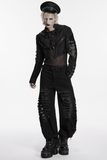 Black Punk Mesh Cropped Jacket with Buckle Straps