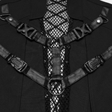 Black Punk Mesh Cropped Jacket with Buckle Straps