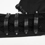 Black Punk Mesh Cropped Jacket with Buckle Straps