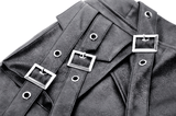 Black Punk Mini Skirt in Faux Leather with Strap Belts