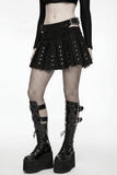 Black Punk Mini Skirt with Studded Metal Panels
