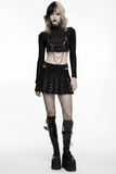 Black Punk Mini Skirt with Studded Metal Panels