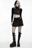 Black Punk Mini Skirt with Studded Metal Panels