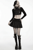 Black Punk Mini Skirt with Studded Metal Panels