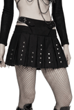 Black Punk Mini Skirt with Studded Metal Panels