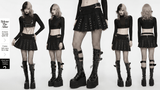 Black Punk Mini Skirt with Studded Metal Panels